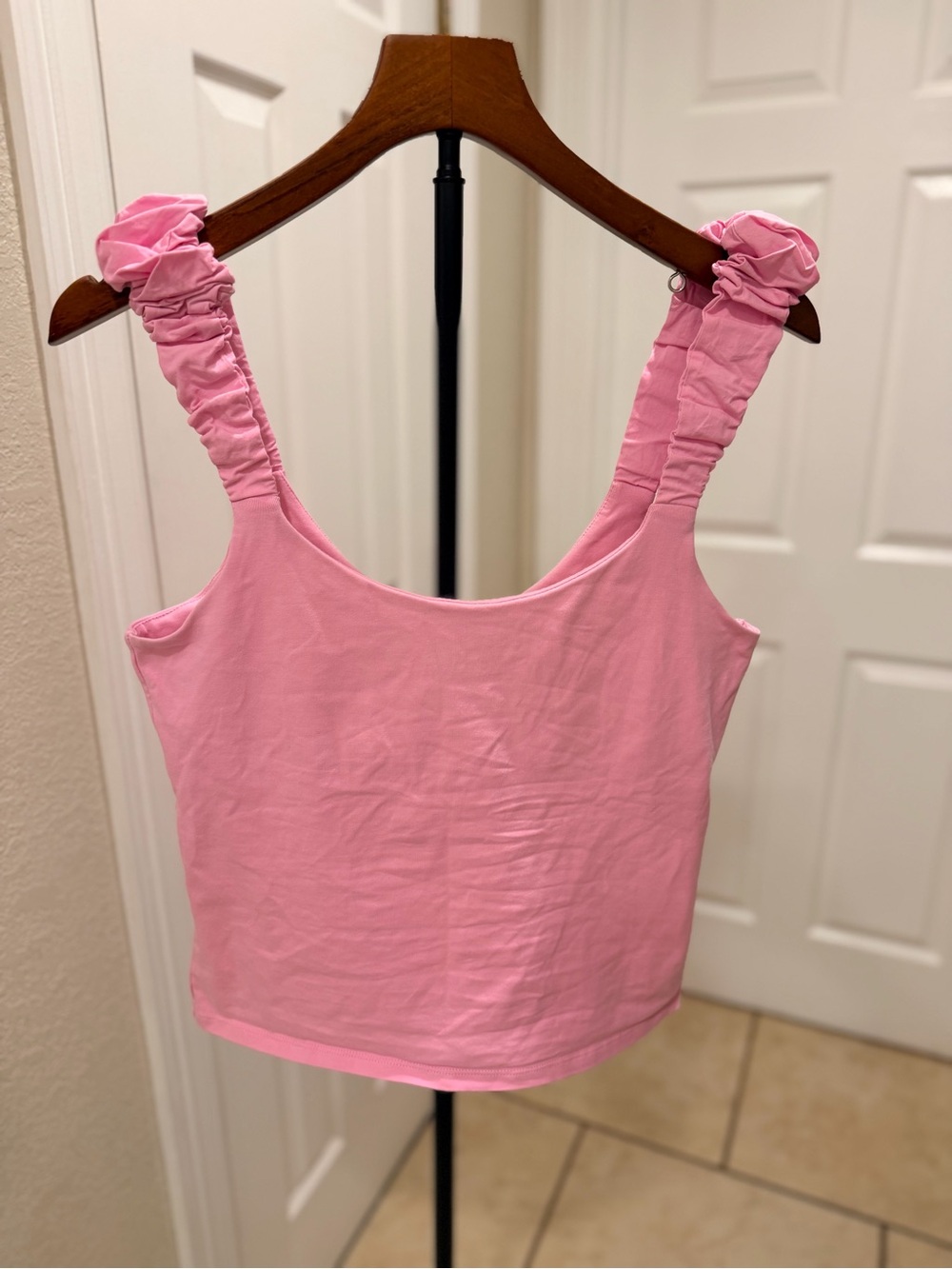 French Connection Rallie Ruched Strap Tank Pink Size Large - Picture 2 of 6